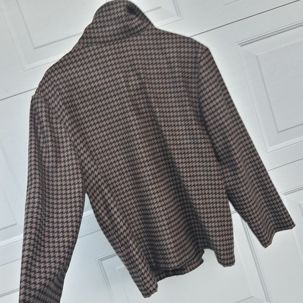 Houndstooth Jacket Coat Button Down Collared Shirt - image 7